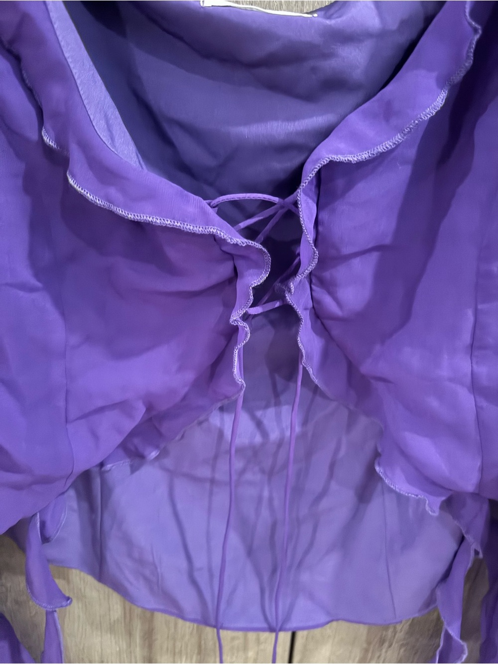 Peppermayo Violet Ruffle Tie-Front Sheer Blouse & skirt - Picture 3 of 12